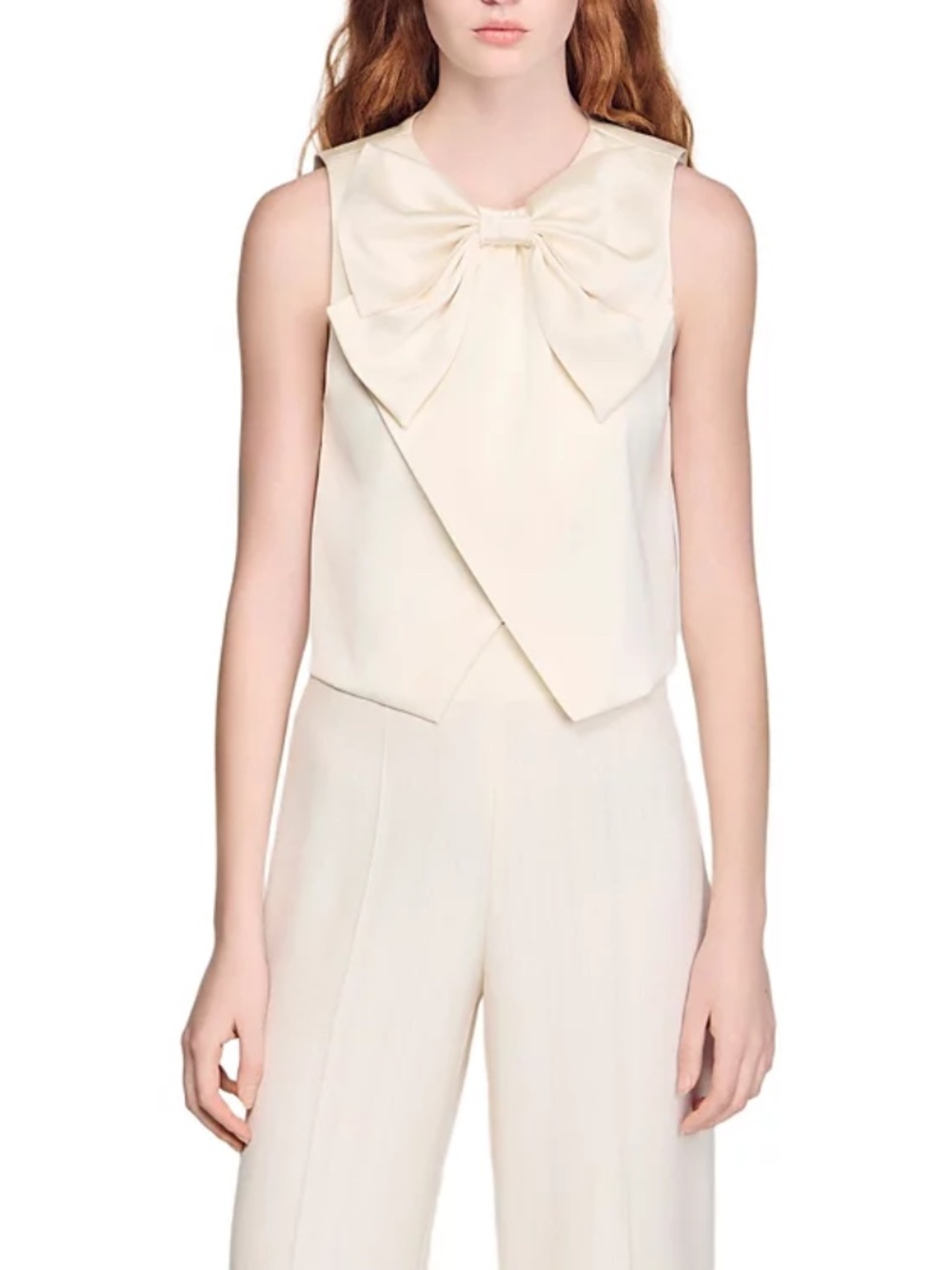 Neuilly Satin Bow Crop Top